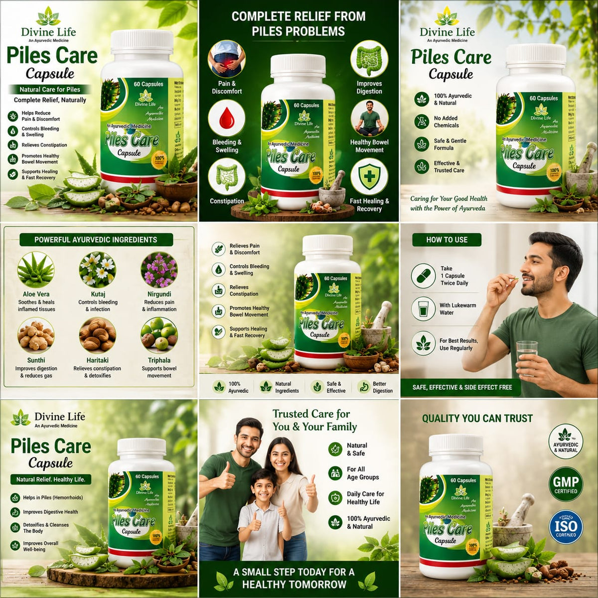 Piles Care Capsules – Ayurvedic Support for Piles Relief & Digestive Health (60 Capsules)