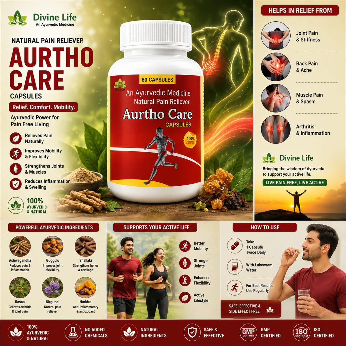 Artho Care Capsules – Ayurvedic Pain Relief & Joint Support Supplement (60 Capsules)
