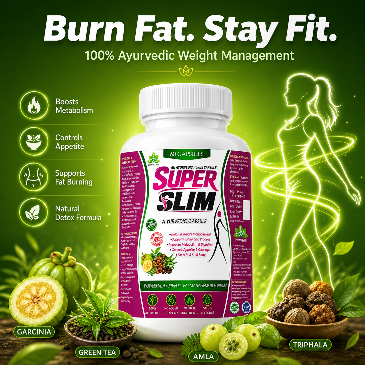 Super Slim Capsules – Ayurvedic Weight Loss & Fat Burning Support (60 Capsules)