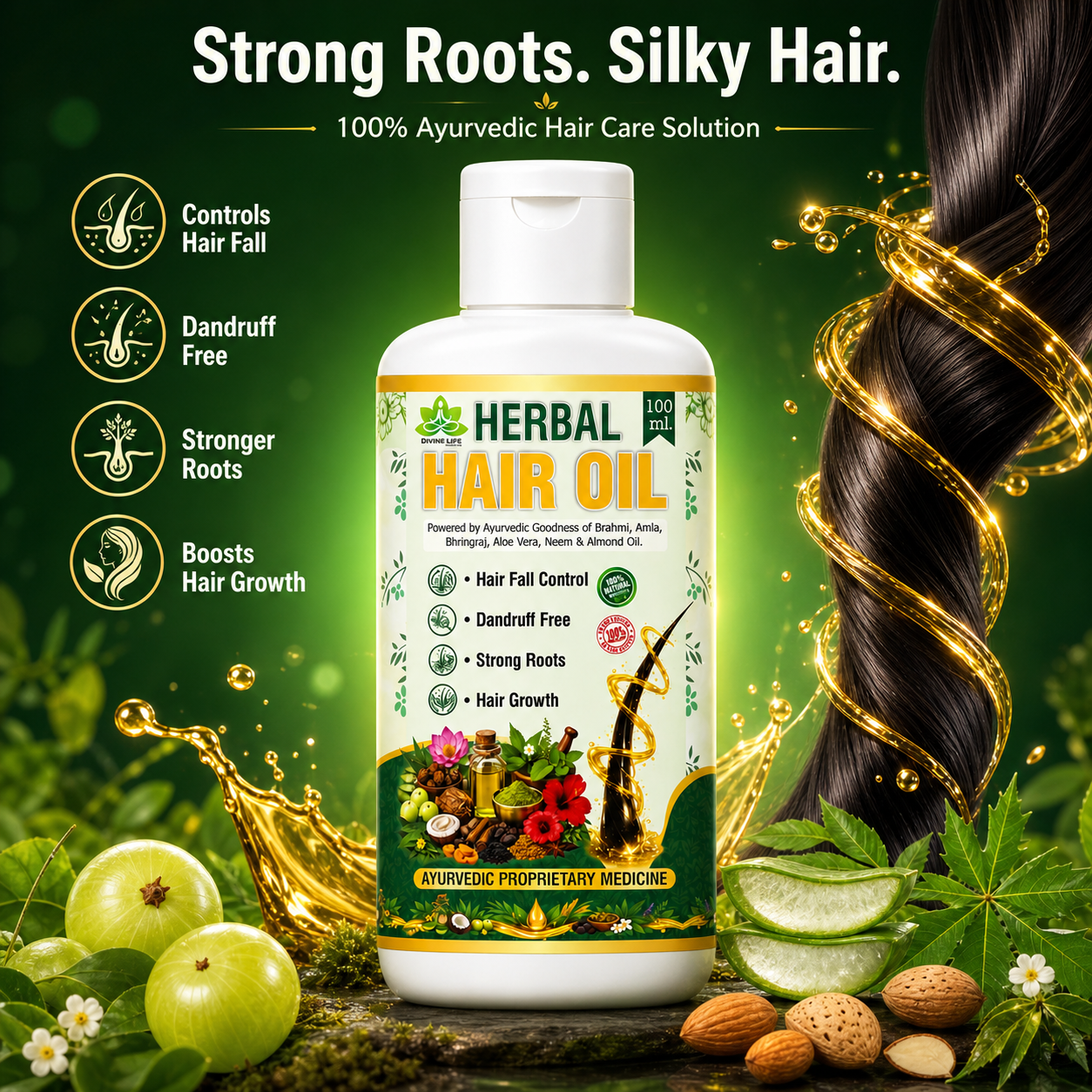 Herbal Hair Oil – Ayurvedic Hair Growth & Hair Fall Control Oil (100 ml)