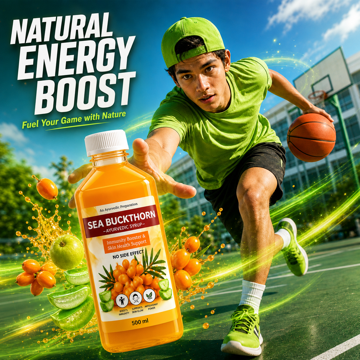 Sea Buckthorn Juice with Amla & Aloe Vera – Ayurvedic Detox & Immunity Booster (500ml)
