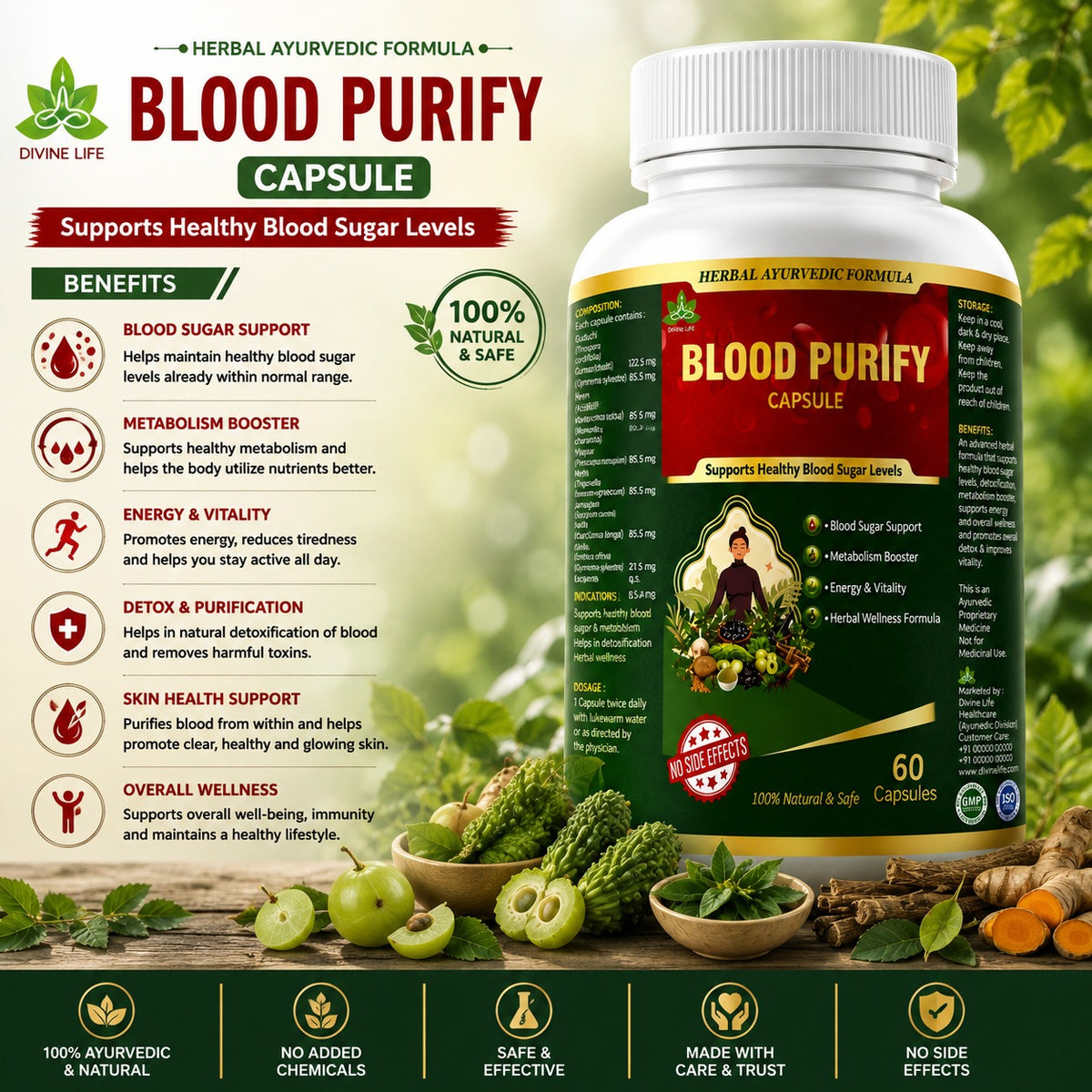 Blood Purify Capsules – Ayurvedic Blood Cleanser & Detox Support (60 Capsules)